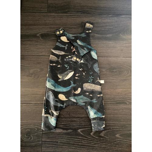 Organic Cotton Whale Harem Romper: Unisex Baby Clothes