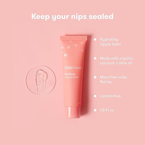 Frida Mom Nipple Cream and Saline Spray Set, Breastfeeding Essentials for New Moms, Cracked Nipple Saline Spray and No-Mess Cream, 2pc Set