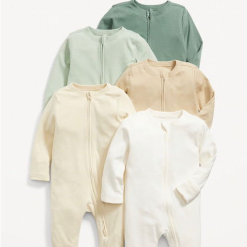 Size 3-6 months. Unisex 2-Way-Zip Footie Sleep & Play One-Piece 5-Pack for Baby