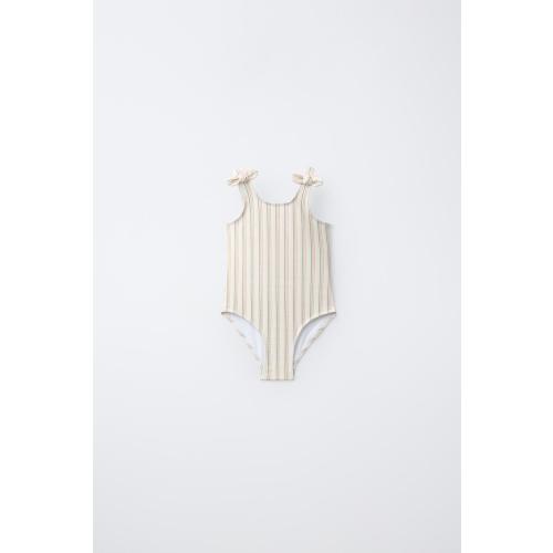 1-6 YEARS/ TEXTURED STRIPE SWIMSUIT - Ecru | ZARA United States