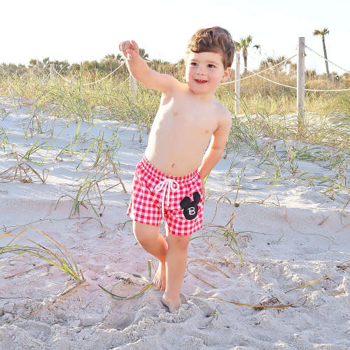 Mouse Ears Red Gingham Swim Trunks