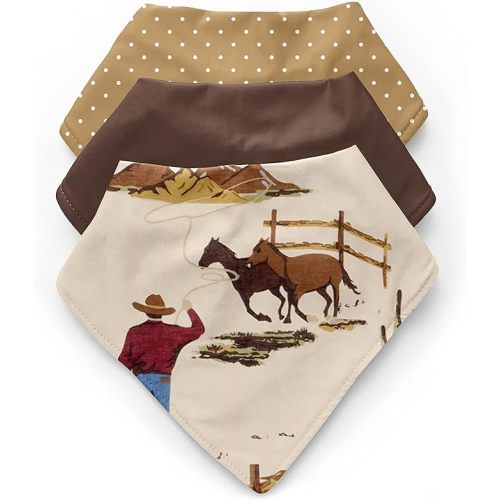 Sweet Jojo Designs Baby Boy Girl Bandana Bibs for Newborn Infant Feeding Drool 3 Pack Set of Absorbent Fabric Bibdanas