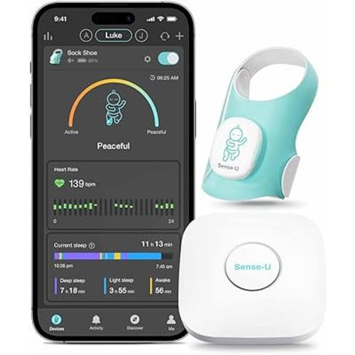 Sense-U Smart Sock Shoe Baby Monitor (Long Range) - Track Baby’s Heart Rate, Movement and Sleep from Anywhere