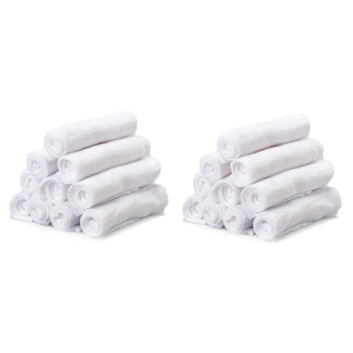 Spasilk 20 Terry Washcloth Wipes Set for Newborns and Infant Boys and Girls, Plain White, Ideal Baby Shower Gift Pack