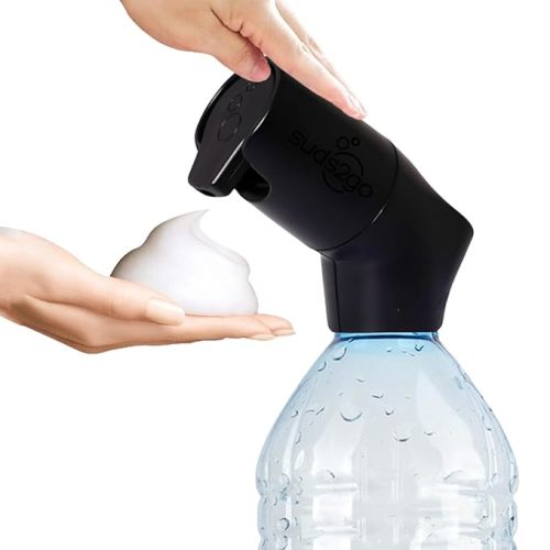 Suds2Go Portable Hand Washing Station Refillable Cap Universal Fit for Most Disposable Water Bottles with Foam Soap Reservoir, Hand Foam Soap Station for Travel, Camping, Outdoor Sink Solution