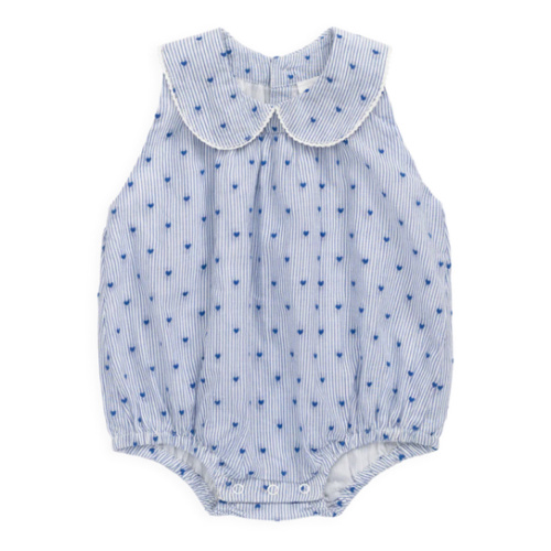 Organic Cotton Wisteria Playsuit - Mon Amour Stripe Indigo – Jamie Kay USA
