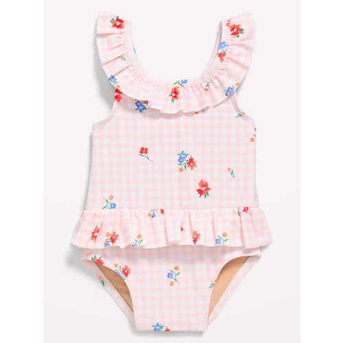 Printed Ruffle-Trim One-Piece Swimsuit