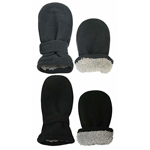 N'Ice Caps Baby Toddler Mittens Kids 2 Pairs Fleece Gloves Winter Warm Sherpa Lined