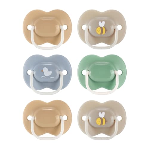Tommee Tippee Anytime Matte Pacifiers, 18-36 Months, Symmetrical Baglet, BPA-Free Binkies, Blue/Green/Grey, Pack of 6