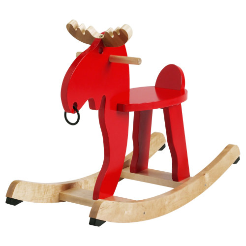 IKEA EKORRE - Rocking moose - Red, Rubberwood, Length: 28 3/4 " Width: 11 3/8 " Height: 20 1/2 "