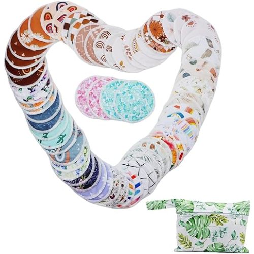 8 pcs(4 Pairs) Random Prints Breast Pads for Nursing Mothers, Reusable and Washable with 1 Bag(8 pcs randomprints with1 Bag)