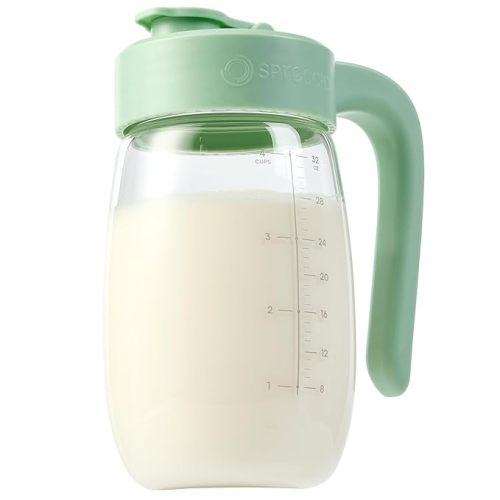 Almacenamiento de leche materna de 32 onzas, almacenamiento de mezcla de fórmula de vidrio con tapa, resistente al calor y al frío, recipiente a prueba de fugas para preparar biberones, boca grande