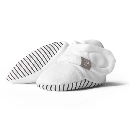 STRIPE GRAY Stay-On Baby Booties | Organic Boots 0-12M – goumikids