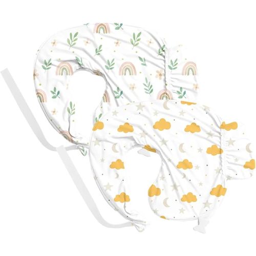 Nursing Pillow Covers Compatible with Breast Feeding Pillow Nursing Pillow (2 Pack Covers-Pillow NOT Included)