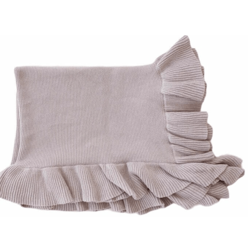 Knit Blanket With Ruffle | Caden Lane (color: Iris)