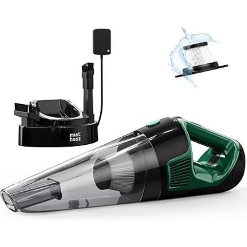 Minthouz Cordless Handheld Vacuum Cleaner,【Charging Dock Version】 9000Pa Strong Suction dust Buster with 120W Motor, Portable Hand Vacuum, LED Light for Car, Home & Office Cleaning