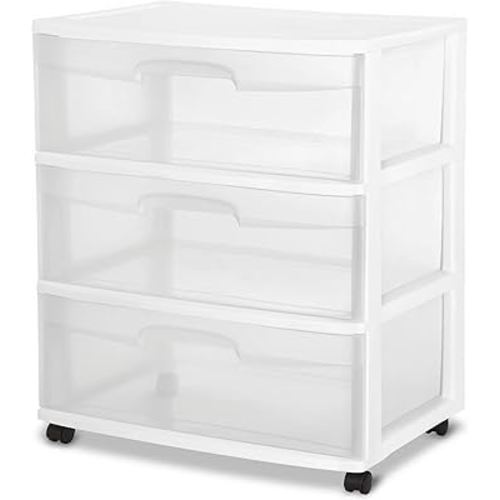 Wide 3 Drawer Cart White