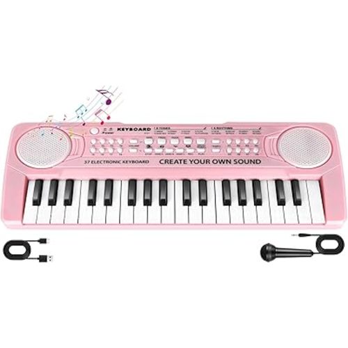 Kid Toddler Toy Piano Keyboard, 37 Keys Pianos Music Toys with Microphone