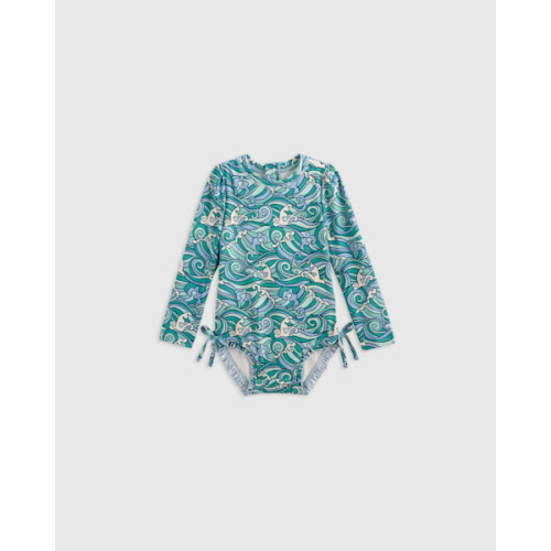 Long Sleeve Tie One-Piece Swimsuit - Baby in Waves