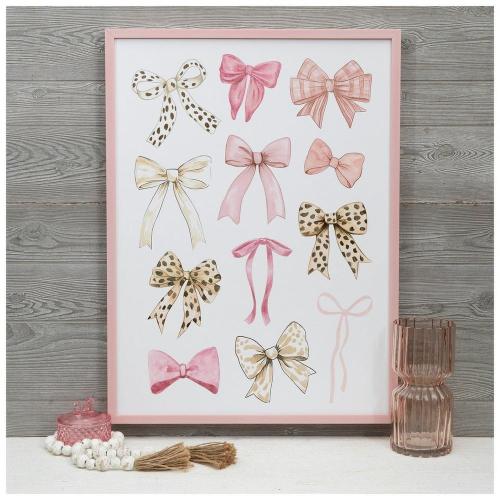Cheetah Print & Pink Bows Wood Wall Decor
