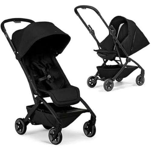 Joolz Aer2 Lightweight Travel Stroller + Nest-to-Seat Newborn Accessory Bundle – Ultra-Compact One-Hand Fold, Newborn to Toddler Travel System - Space Black