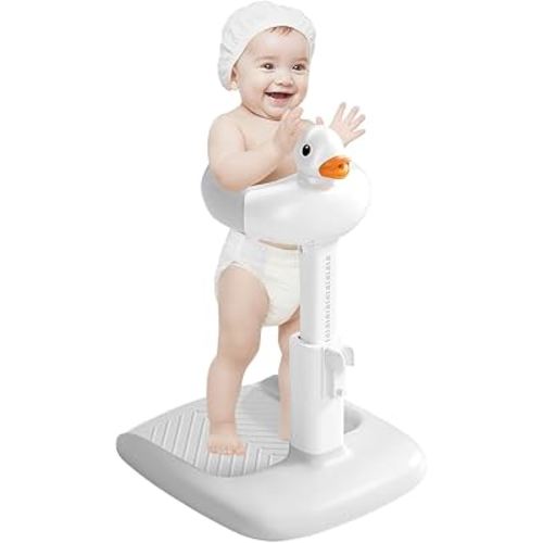 Baby Shower Stand with Anti-slip Base, Adjustable Child Stand for Shower Infant Bath Support Stand Bath Stand for Toddlers 6-36 Months (Grey)