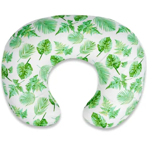 Nursing Pillow - Breastfeeding Pillow with Breathable Filling & Removable Cover, Ergonomic Support for Breastfeeding & Bottle (Big Green Leaves,0-12 Months)