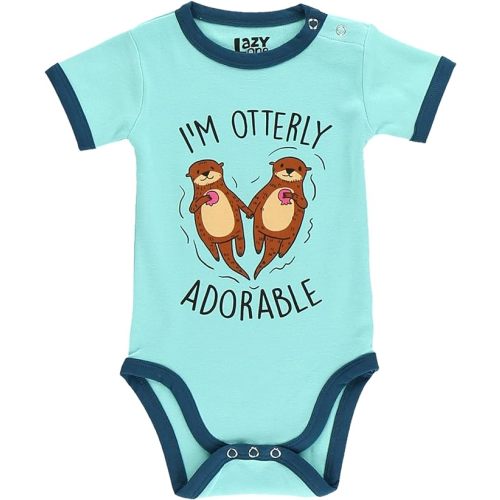 Lazy One Cute Unisex Baby Bodysuit, Cute Animal Designs, 6-18 Months - I'm Otterly Adorable Infant One-piece