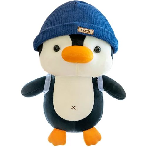 9 inches Penguin Stuffed Animals Soft Plush Cute Travel with Hat Backpack Doll for Boys Girls