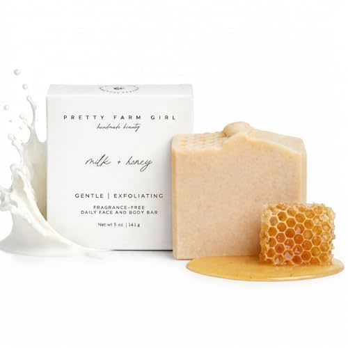 Pretty farm girl Milk + Honey Soap Bar - Fragrance Free - Handmade - Sensitive Skin - Tallow & Goat Milk.