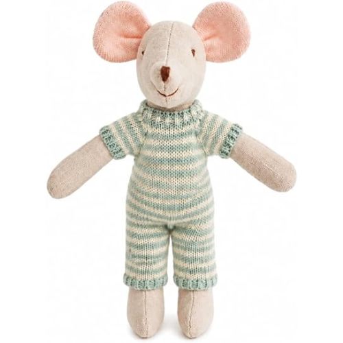 5.91”Adorable Mouse Plush Doll with Knitted Bodysuit Outfit, Soft Stuffed Animal Toy for Boys Girls Birthday Gift (Gray and White Striped One-Piece Outfit Mouse)