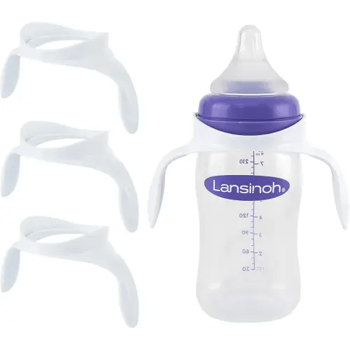 Baby Bottle Handles for Lansinoh Baby Bottles, Compatible Ergonomic Lansinoh Bottle Holder for Newborn, 3 Pack
