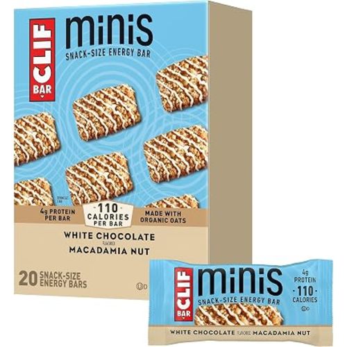 CLIF BAR Minis - White Chocolate Macadamia Nut Flavor - Made with Organic Oats - 4g Protein - Non-GMO - Plant Based - Snack-Size Energy Bars - 0.99 oz. (20 Pack)