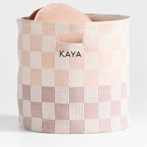 Personalized Hopscotch Elegant Pink and Classic Mauve Checkerboard Large Floor Storage Bin