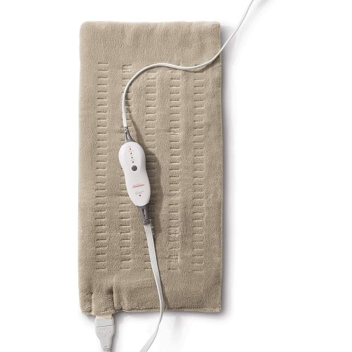 Sunbeam Premium King Size Heating Pad with Compact Storage - Moist Integrated Heating Pad for Pain Relief, 4 Heat Settings, 2 Hour Auto-Off, Beige