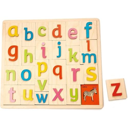 Tender Leaf Toys Wooden Alphabet Pictures - Colorful Animals Display, Engaging Preschoolers, Language Building Tool, 18m+