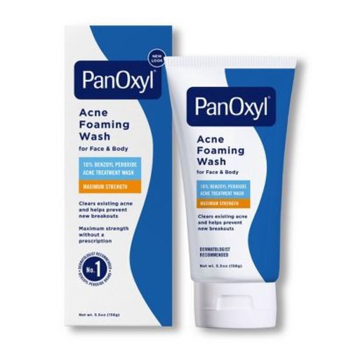 PanOxyl Maximum Strength Antimicrobial Acne Foaming Wash for Face, Chest and Back with 10% Benzoyl Peroxide - Unscented - 5.5oz