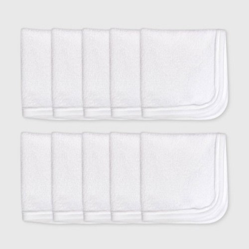 Honest Baby Clothing 10-Pack Organic Cotton Baby Terry Wash Cloths - White, Os