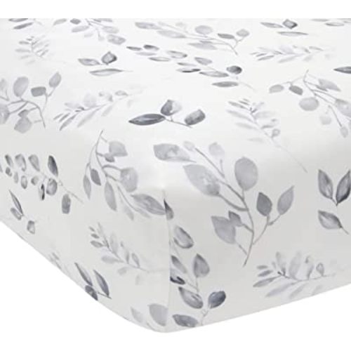 Lambs & Ivy Painted Forest Cotton Fitted Crib Sheet - Gray, White, Outdoors
