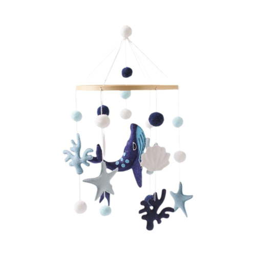 Baby Bed Mobile Baby Wind Chime Sea Creatures,Whale Mobile Wind Chime, Baby Crib Mobile Wooden Hanging Baby Bed Bell,Cute Cot Bed Pendant Dection for Infants Boys Girls Bedroom rsery Y4J8