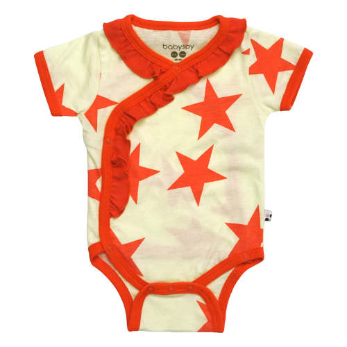 Pattern Short Sleeve Ruffle Bodysuit/Onesie