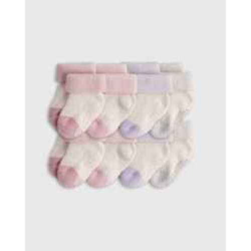 Organic Cotton Gripper Fold Over Socks 8-Pack - Baby in Pink/Blue Multi