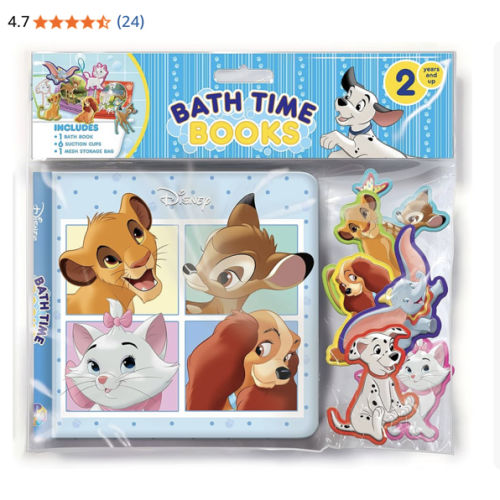 Disney Lion King and Friends Bath Time Books - Activity Books for kids, Bath book, 6 Padded suction cups, 1 Mesh bag