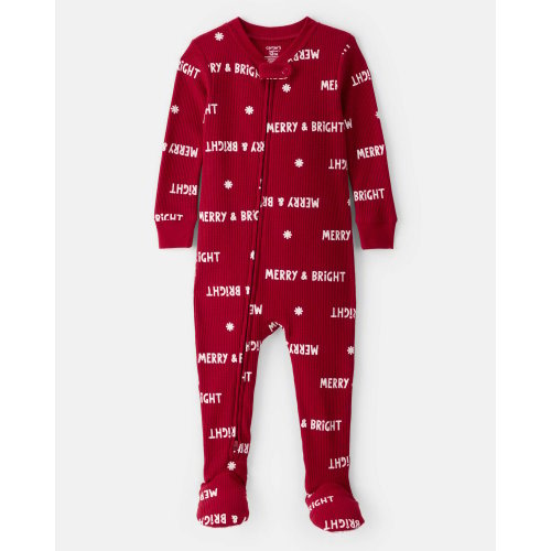 Baby Merry & Bright Christmas Cotton Long-Sleeve Loose Fit 2-Way Zip 1-Piece Pajamas - Red - Carter's | Carter's