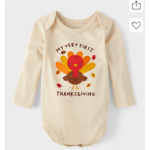 Baby Long Sleeve First Thanksgiving Graphic Bodysuit - BROWN | The Children's Place