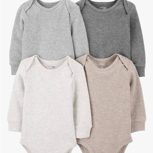 Simple Joys by Carter's Baby 4-pack Soft Thermal Long Sleeve Bodysuits