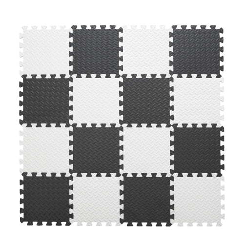 Klay Non-Toxic Baby Play Mat | Black+White Soft Toddler Playmat | Jigsaw Puzzle PlayMat | 16Pcs Squares Foam Floor Mats for Kids & Babies | EVA Foam Interlocking Tiles for Gym, Nursery, Playroom