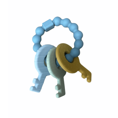 Blue Silicone Key Rattle Set