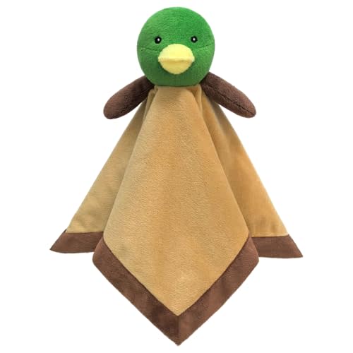Baby Mallard Duck Soft Stuffed Animal Security Blanket, Green Duck Plush Character Lovey Blanket, Baby Shower/Nursery Gift, Newborn Infant Toddler Snuggle Blankie for Girls Boys, 14 Inches