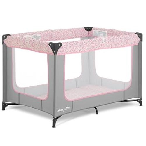 Dream On Me Zodiak Portable Playard, Compact for Travel, Carry Bag, Gray & Pink